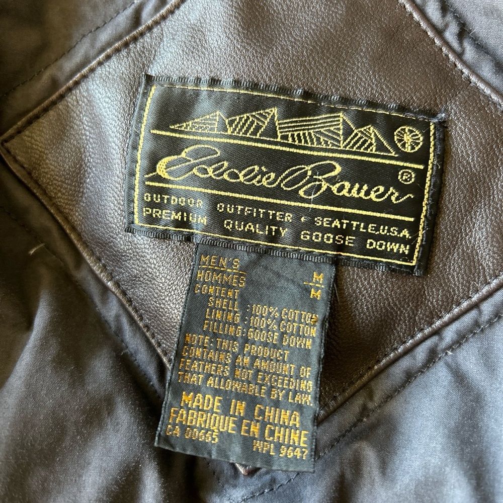 Eddie Bauer Men’s Goose Down Puffer Cargo Safari Vest M Outdoor Heavy Canvas - Picture 2 of 16